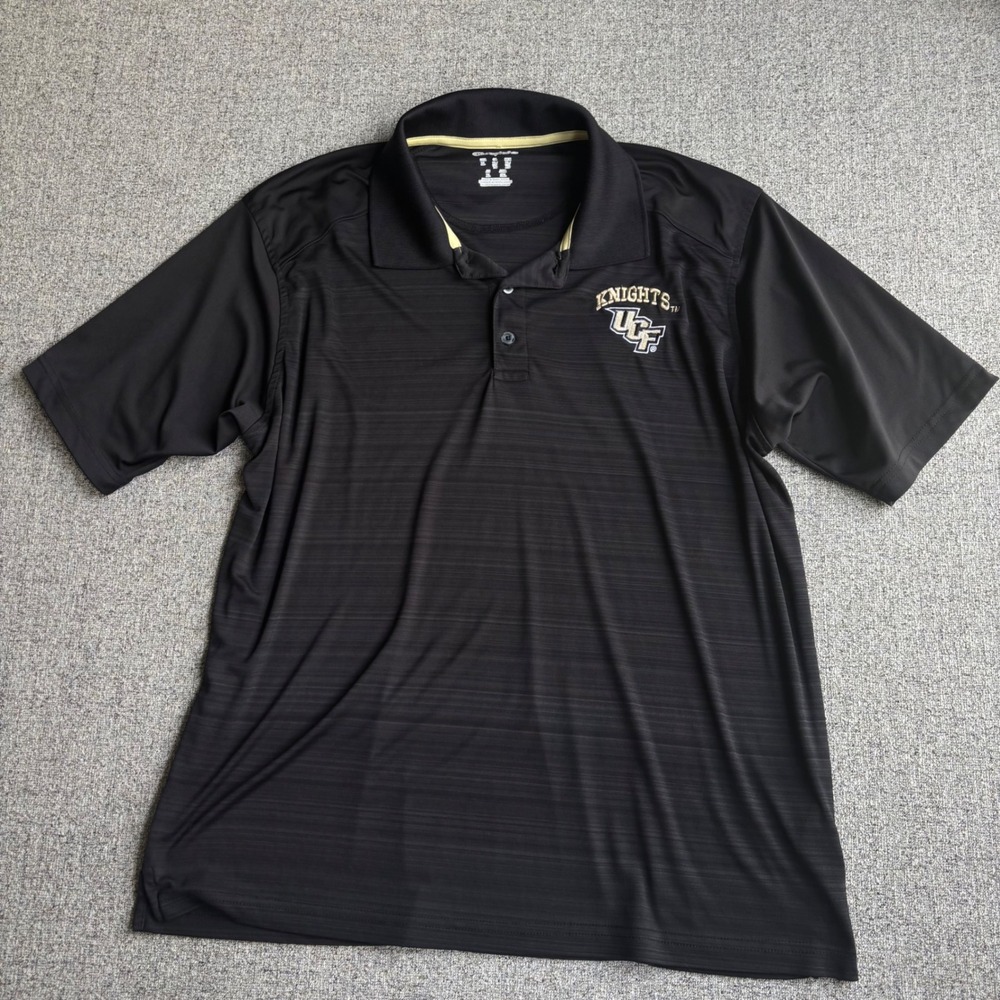UCF Knights Champion Polo Mens XL Black Elite Performance Short Sleeve Textured